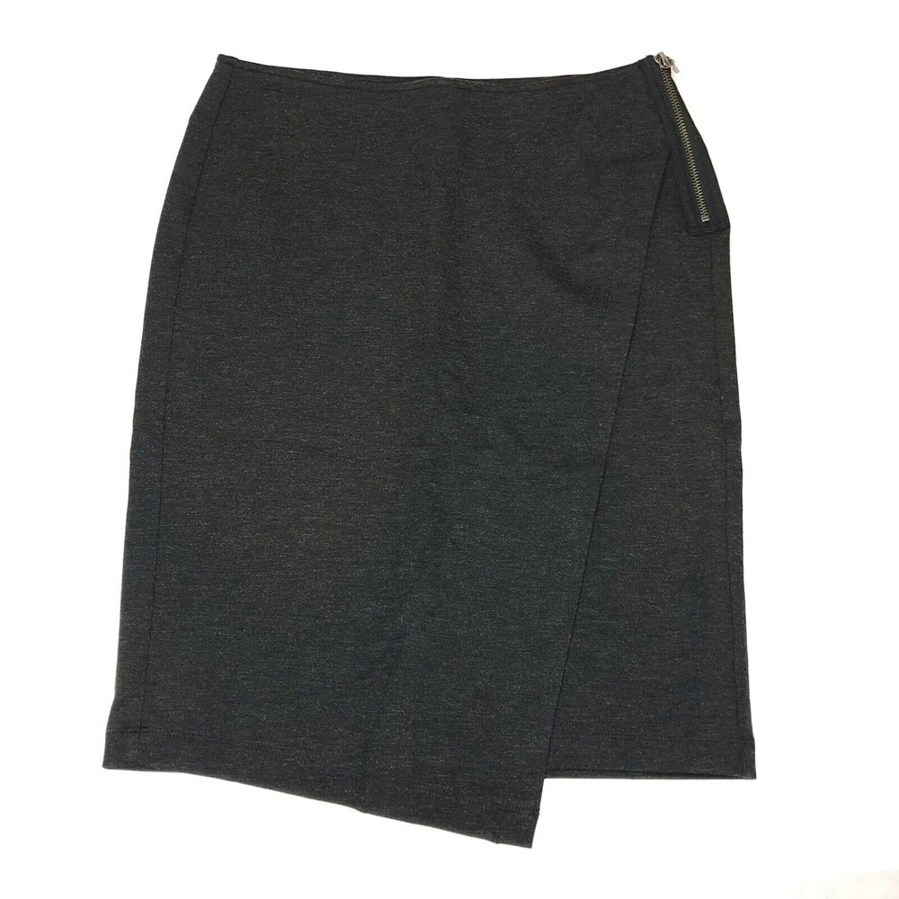 CAbi Size 0 Black Asymmetric Faux Wrap Zipper Stretch Short Pencil Skirt 998